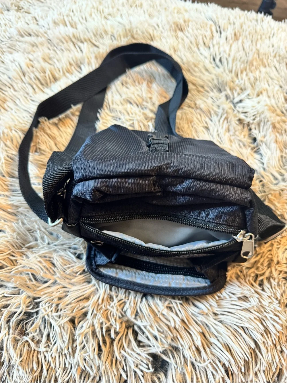 Black Compact Messenger Crossbody